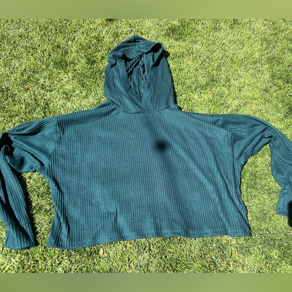 Hollister Teal Ribbed Hoodie